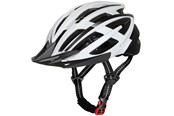 Cykellygter - Wozinsky MTB Bicycle Helmet with Detachable Visor and USB Rear Light 54-57 cm - Black & White - 5907769380860
