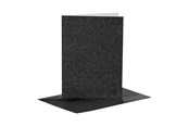 Blokke, Formularer & Notesbøger - Creativ Company Cards and Envelopes 10.5x15cm Glitter Black - 4 pcs. - 23027