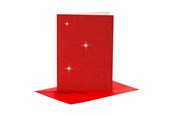 Blokke, Formularer & Notesbøger - Creativ Company Cards and Envelopes 10.5x15cm Glitter Red - 4 pcs. - 23025