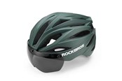 Cykeltilbehør - Rockbros Bike Helmet with Visor Detachable UV Protective Goggles Unisex - Green - 8386824304053