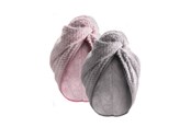 Velvære - PARSA 2 x microfiber hårturban - Grå og rosa - P00002800-111