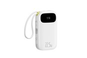 Powerbank - Baseus EnerFill FC31 10000mAh 22.5W Power Bank with Digital Display with 2 Built-in Cables - White - 10000 mAh - P10082106213-00