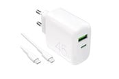Mobil - Adaptere & Opladere - Puro Daily Prolite 45W USB-C USB-A Power Delivery Charger with USB-C Cable - White - PUTCUSBAC45WDYKCCWHI