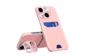 Mobil - Covers & Cases - Hurtel Leather Stand Case for iPhone 14 Plus Card Wallet Cover with Stand Pink - 9145576269671