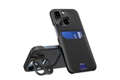 Mobil - Covers & Cases - Hurtel Leather Stand Case for iPhone 14 Plus Cover Card Wallet with Stand Black - 5907769350535