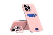 Mobil - Covers & Cases - Hurtel Leather Stand Case for iPhone 14 Pro Card Wallet Cover with Stand Pink - 9145576269701