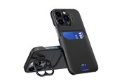 Mobil - Covers & Cases - Hurtel Leather Stand Case for iPhone 14 Pro Max Cover Card Wallet with Stand Black - 9145576269756