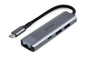 USB hub - Lindy USB 3.2 Gen 2 Type C Hub & Gigabit Ethernet Converter USB hub - USB 3.2 - 4 ports - Grå - 43422