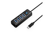 USB hub - ORICO PW4U-C3 USB-C / 4x USB-A 3.0 Hub - Black USB hub - USB 3.0 - 4 ports - Sort - PW4U-C3-015-BK-EP