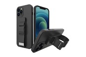 Mobil - Covers & Cases - Hurtel Rope Case Silicone Lanyard Cover Purse Lanyard Strap For Samsung Galaxy S22 Black - 5907769340635