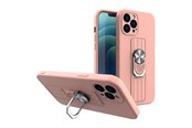 Mobil - Covers & Cases - Hurtel Ring Case Silicone Case with Finger Holder and Stand for Xiaomi Redmi Note 11 Pro Pink - 5907769340949