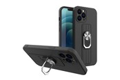 Mobil - Covers & Cases - Hurtel Ring Case Silicone Case with Finger Grip and Stand for Xiaomi Poco M4 Pro 5G Black - 5907769340956