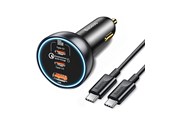 Mobil - Adaptere & Opladere - Baseus 160W Car Charger with Qualcomm® Quick Charge™ 5 Technology 2xUSB-C 1xUSB-A - Gray - CGZX000013