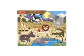 Puslespil - Melissa & Doug Wooden Peg Puzzle Safari Wood - 9054/51200