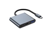 USB hub - Tech-Protect V1 3in1 USB-C - USB-A 3.0 / USB-C PD 100W / HDMI 4K 30Hz - Grey USB hub - USB 3.0 - 3 ports - Grå - 9490713935248