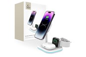 Mobil - Adaptere & Opladere - Tech-Protect QI15W-A27 3in1 Inductive Charger with MagSafe Stand for Smartphone / Apple Watch / AirPods - White - 9490713934647