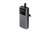 Powerbank - SBS 10000mAh PD 20W Powerbank with LCD Display and Built-in USB-C Cable - Gray Powerbank - Sort - 10000 mAh - TTBB10000LCDPD20