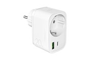 Kabler - diverse - Puro 20W Power Delivery Charger with Schuko Plug and Socket 1x USB-C + 1x USB-A - White - PUTCSPUSBAC20WWHI