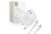 Mobil - Adaptere & Opladere - Tech-Protect C35W AC Charger 2x USB-C PD 35W with USB-C / Lightning Cable - White - 9319456605587