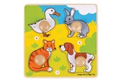 Puslespil - Bigjigs Wooden My First Knob Puzzle Pets - 4 pcs. Wood - BJ224