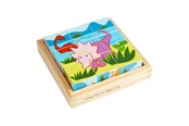 Babylegetøj - Bigjigs Wooden Block Puzzle Dinosaur - 9 pcs. - BJ513