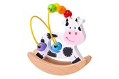Babylegetøj - Bigjigs Wooden Swinging Cow with Bead Spiral - BB072