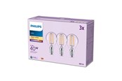 Lyskilder - Philips LED pære P45 4,3W/827 (40W) Klar 3-pak E14 - 929001890493