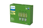 Lyskilder - Philips LED pære Ultra Efficient B35 2,3W/827 (40W) Klar 3-pak E14 - 929003800793