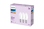 Lyskilder - Philips LED pære B35 3,4W/827 (40W) Mat 3-pak E14 - 929004589761