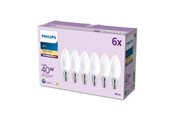 Lyskilder - Philips LED pære B35 3,4W/827 (40W) Mat 6-pak E14 - 929004589763