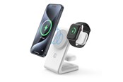 Mobil - Adaptere & Opladere - CRONG MagSpot Pivot Stand - 3-in-1 Wireless Charger with MagSafe for iPhone Apple Watch and AirPods - White - CRG-MSPS-WHT