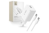 Mobil - Adaptere & Opladere - Tech-Protect NC45W-GAN 2-PORT PD45W + TYPE-C CABLE - White - 5906302372409