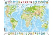 Puslespil - Larsen Puzzles Puzzle World Map Physical - 80 pieces Maxi (36.5x28.5 cm) Floor - K4