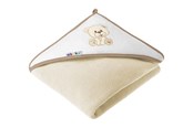 Baby Udstyr - Akuku Baby hooded towel 100 x 100 cm ECRU/BEAR - A1252