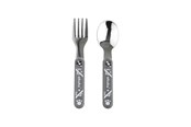 Baby Udstyr - Akuku Stainless steel spoon and fork GREY - A0100