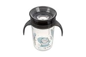 Baby Udstyr - Akuku Non-spill cup 360° 240 ml with dual handle black - A0671