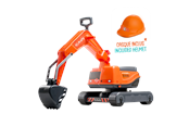 Udendørsleg - Orange Gravemaskine inkl. hjelm Kubota - 808-091