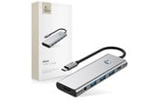 USB hub - Tech-Protect HB04 HUB Adapter 9in1 USB-C + USB2.0 + USB3.0 + HDMI 4K 60Hz + SD / TF + PD100W + AV3.5 - Grey USB hub - USB 3.0 - 5 ports - Grå - 5906302360536