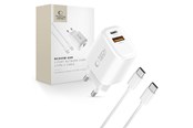 Mobil - Adaptere & Opladere - Tech-Protect NCA45W-GAN 2-Port 45W AC Charger with USB-C Cable - White - 5906302352814
