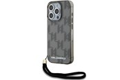 Mobil - Covers & Cases - Karl Lagerfeld IML Mono KL Pattern & Cord case for iPhone 15 Pro - black - 3666339258269