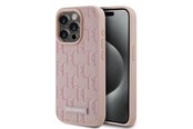 Mobil - Covers & Cases - Karl Lagerfeld Leather Monogram Metal Logo case for iPhone 15 Pro - pink - 3666339253929