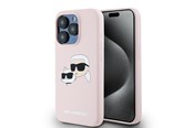 Mobil - Covers & Cases - Karl Lagerfeld Silicone Karl&Choupette MagSafe Case for iPhone 15 Pro - Pink - 3666339256869