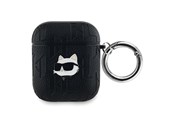 Mobil - Andet Tilbehør - Karl Lagerfeld Monogram Choupette Head case for AirPods 1 / 2 - black - 3666339283599