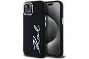 Mobil - Covers & Cases - Karl Lagerfeld Silicone Metal Script Logo iPhone 15 Case - Black - 3666339253349