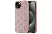 Mobil - Covers & Cases - Karl Lagerfeld Leather Monogram Metal Logo MagSafe iPhone 15 Case - Pink - 3666339253905