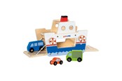 Trælegetøj - Goki Wooden Ferry with 3 Vehicles - 53766