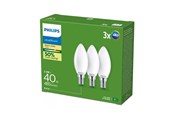 Lyskilder - Philips LED pære Ultra Efficient B35 2,3W/827 (40W) Mat 3-pak E14 - 929003800831