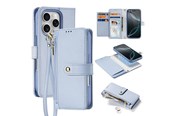 Mobil - Covers & Cases - Dux Ducis Lava Leather Case for iPhone 16 Pro with Detachable Magnetic Wallet - Cyan - 6934913004982