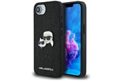 Mobil - Covers & Cases - Karl Lagerfeld Fixed Glitter Karl&Choupette Heads Metal Pin iPhone 16e Case - Black - 3666339453664