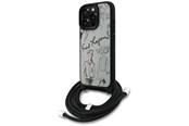 Mobil - Covers & Cases - Karl Lagerfeld Crossbody Grained Pattern & Logo Case for iPhone 16 Pro Max - Gray - 3666339468194
